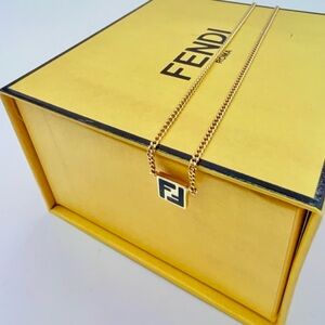 FENDI Forever Plate FF Logo Necklace in box NEW